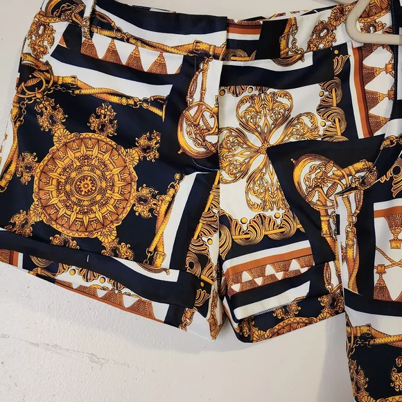 OVI Gold & Black Baroque Print Vest and Shorts Set - Picture 3 of 3